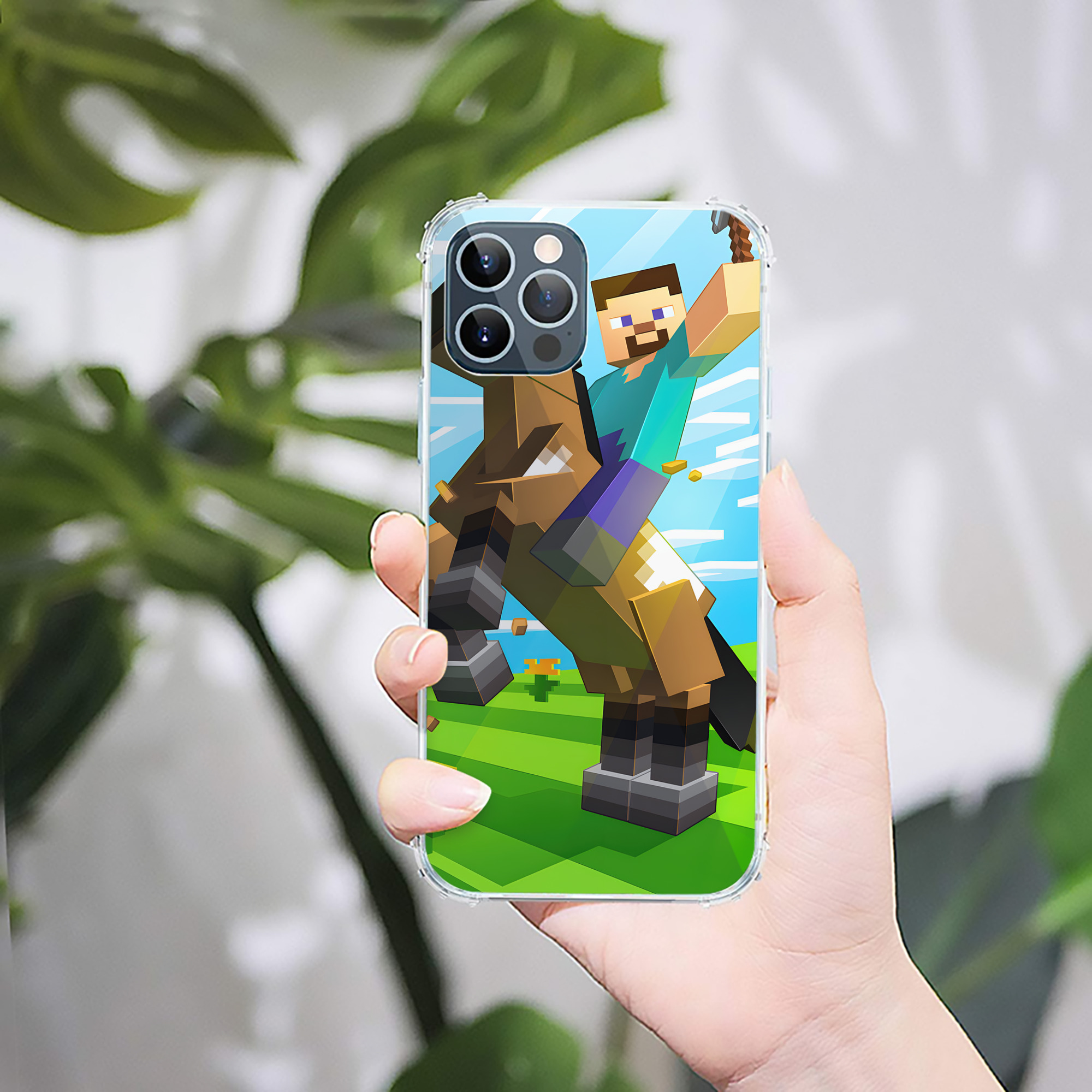 （画像用） マインクラフト ブロックの世界 Minecraft MC Block world 【iPhone 12シリーズ対応】透明スマホケース（クリアソフトケース）